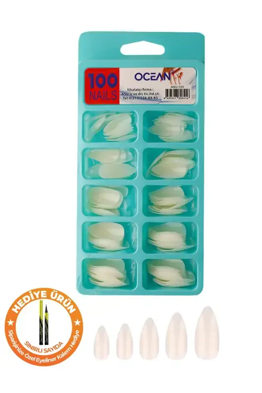 133 - 100'lu Kutulu Badem Protez Takma Tırnak-133 - OCEAN