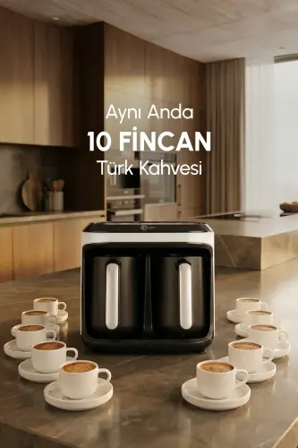 Hatır Hüp Düet Aroma İkili Türk Kahve Makinesi Beyaz 10 Fincan Kapasiteli - Beyaz - 9