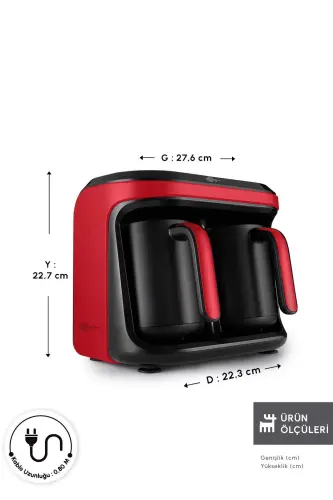 Hatır Hüp Düet Aroma Türk Kahve Makinesi Cherry Red 10 Fincan Kapasiteli - Kırmızı - KARACA (1)