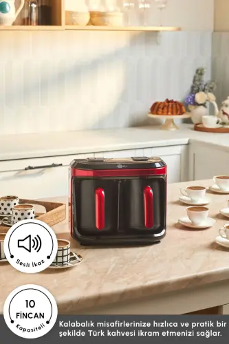 Hatır Hüp Düet Aroma Türk Kahve Makinesi Cherry Red 10 Fincan Kapasiteli - Kırmızı - 3