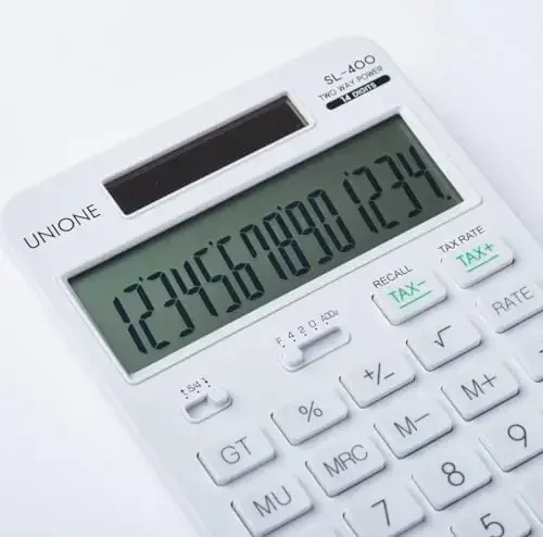 14 Digits Desktop White Calculator with a Bright LCD, Dual Power Handheld Desktop. Color. Business, Office, High School - 6