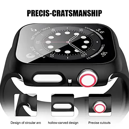 14 dona Apple Watch uchun g‘ilof, Apple Watch SE 40mm Series 6/5/4 uchun закалённый oynali ekran himoyachisi, Notch to‘liq qoplamali qattiq kompyuter himoya qopqog‘i, iWatch 40mm aksessuarlari uchun HD ultra-ingichka himoya bamperi - 2