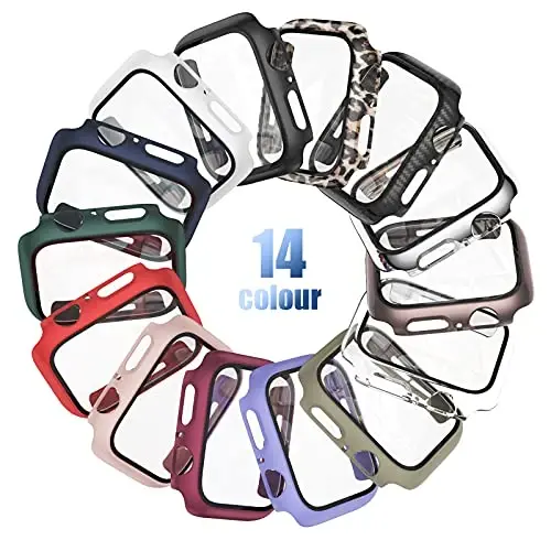 14 dona Apple Watch uchun qattiq qopqoq, Apple Watch Series 9/8/7 45mm uchun temperlangan shisha ekran himoyachisi, iWatch 9/8/7 45mm aksessuarlari uchun Anotch to‘liq qamrovli qattiq kompyuter himoya qopqog‘i HD o‘ta yupqa bamper - 7