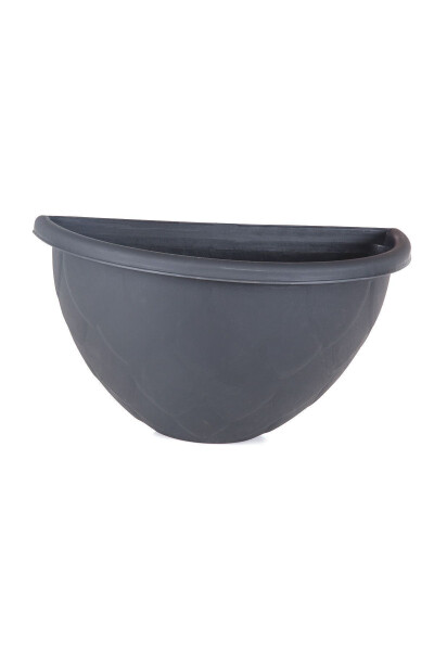 1.4 Litre Anthracite Half Wall Balcony Planter Garden Wall Matt Plastic Planter Drop No1 24.5x15.5cm - 1