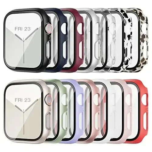 14 Pack Apple Watch Case with Tempered Glass Screen Protector for Apple Watch SE 40mm Series 6/5/4,Anotch Full Coverage Hard PC Protective Cover HD Ultra-Thin Guard Bumper for iWatch 40mm Accessories 