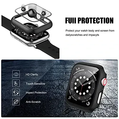 14 Pack Apple Watch Case with Tempered Glass Screen Protector for Apple Watch Series 9/8/7 41mm,Anotch Full Coverage Hard PC Protective Cover HD Ultra-Thin Bumper for iWatch 9/8/7 41mm Accessories - 6