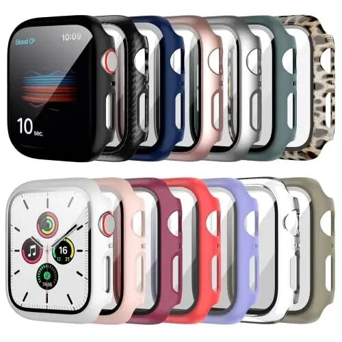 14 шт. Чехол для Apple Watch с защитной пленкой из закаленного стекла для Apple Watch Series 9/8/7 41 мм, Anotch Полное покрытие Жесткий ПК Защитная крышка HD Ультратонкий бампер для iWatch 9/8/7 41 мм Аксессуары - ANOTCH