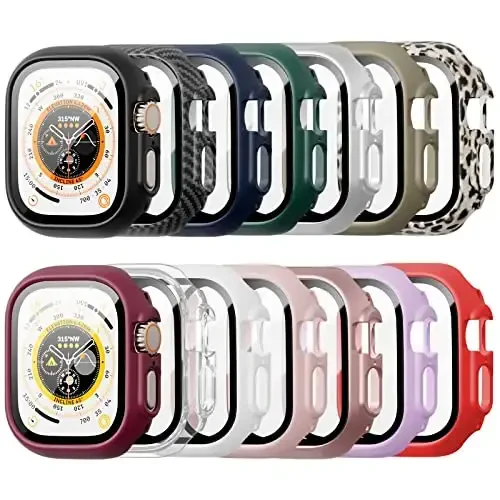 14 шт. чехол с защитной пленкой из закаленного стекла для Apple Watch Ultra 49 мм, Anotch, полноразмерный защитный жесткий чехол из поликарбоната HD, ультратонкий бампер для iWatch Ultra 49 мм, аксессуары - ANOTCH