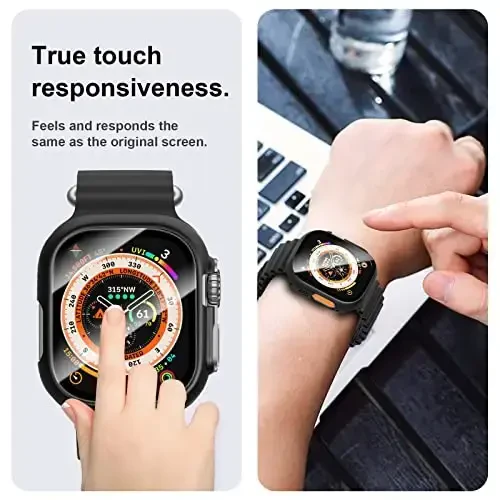 14 шт. чехол с защитной пленкой из закаленного стекла для Apple Watch Ultra 49 мм, Anotch, полноразмерный защитный жесткий чехол из поликарбоната HD, ультратонкий бампер для iWatch Ultra 49 мм, аксессуары - 5