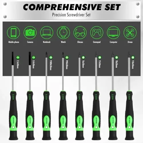141-Piece Magnetic Screwdriver Set with Plastic Rack, Torx/Slotted/Phillips Precision Screwdrivers, SAE & Metric Hex Key Kit, Ratchet Handle & Screwdriver Bits, DIY Tools for Gift - 4