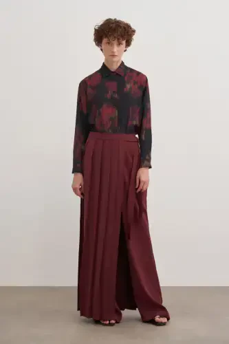14122111 Wide Leg Plain Color Trousers Skirt - 1