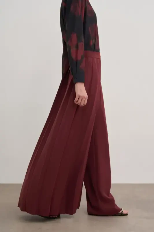 14122111 Wide Leg Plain Color Trousers Skirt - 4