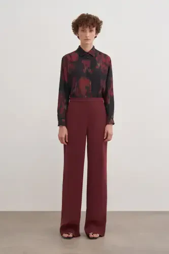 14122111 Wide Leg Plain Color Trousers Skirt - 5