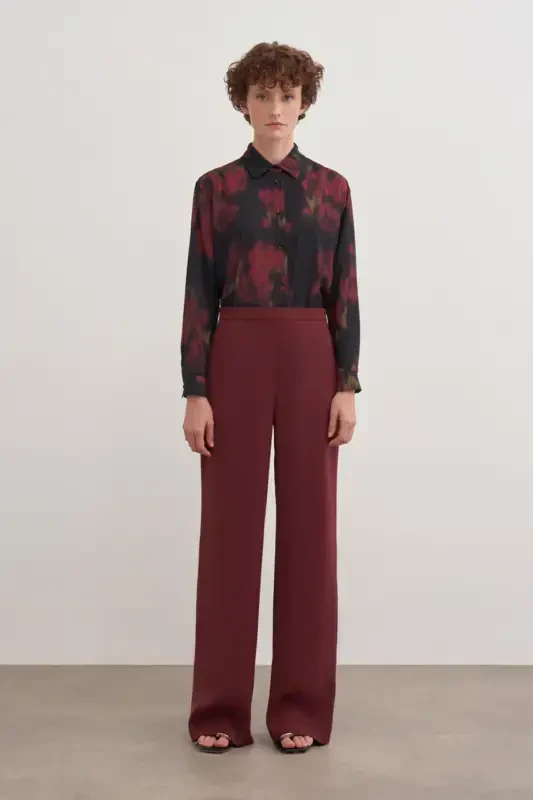 14122111 Wide Leg Plain Color Trousers Skirt - 5