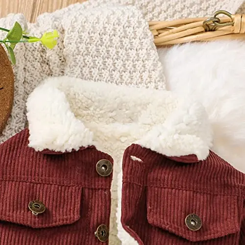 Noubeau Baby Boys Girls Corduroy Jacket Kids Toddler Lined Top Lapel Button Down Thicked Warm Coat Winter Outerwear - 10