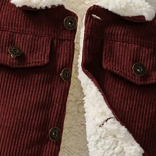 Noubeau Baby Boys Girls Corduroy Jacket Kids Toddler Lined Top Lapel Button Down Thicked Warm Coat Winter Outerwear - 11