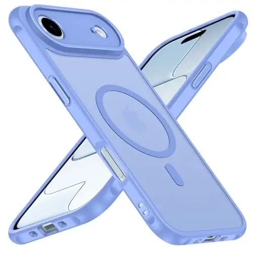 ivoler Magnetic Case for iPhone Air 6.5'' [Compatible with Magsafe] [15 FT Military Grade Protection] Magnetic Charger Case Bumper for,Frosted Translucent Back for iPhone 17 Air - Light Blue 