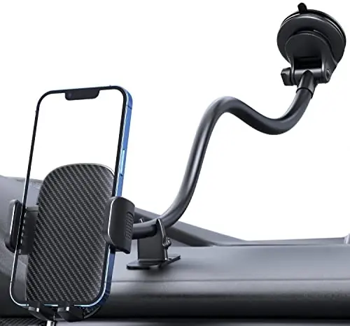 Qifutan Phone Holder - 14-Inch Long Arm Windshield Car Cell Phone Holder Anti-Shake Stabilizer Automobile Mount for iPhone Android Smartphones - 1
