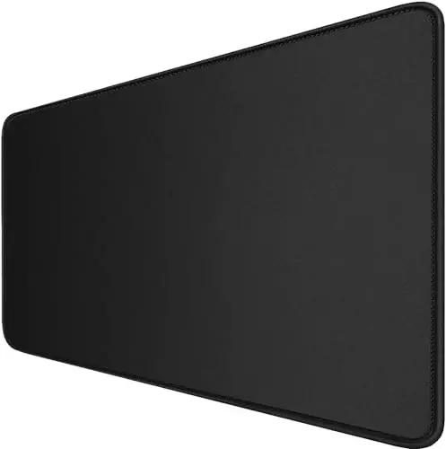 Gaming Mouse Pad, Large Desk Mouse Pad with Stitched Edges,(35.4X15.7In) Durable Non-Slip Natural Rubber Base, Waterproof Computer Keyboard Pad Mat for Esports Pros/Gamer/Desktop/Office/Home, Black 