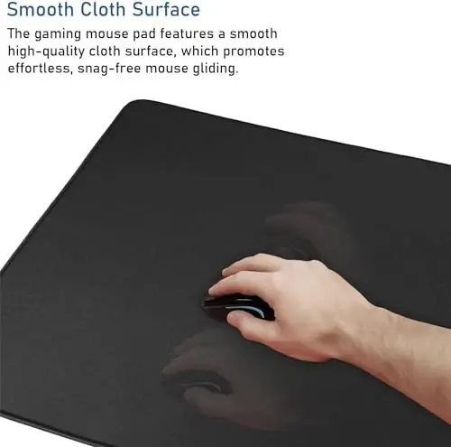 Gaming Mouse Pad, Large Desk Mouse Pad with Stitched Edges,(35.4X15.7In) Durable Non-Slip Natural Rubber Base, Waterproof Computer Keyboard Pad Mat for Esports Pros/Gamer/Desktop/Office/Home, Black - 3
