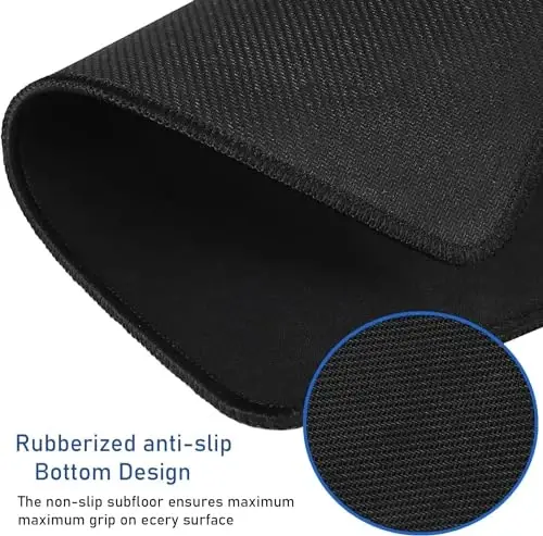 Gaming Mouse Pad, Large Desk Mouse Pad with Stitched Edges,(35.4X15.7In) Durable Non-Slip Natural Rubber Base, Waterproof Computer Keyboard Pad Mat for Esports Pros/Gamer/Desktop/Office/Home, Black - 4