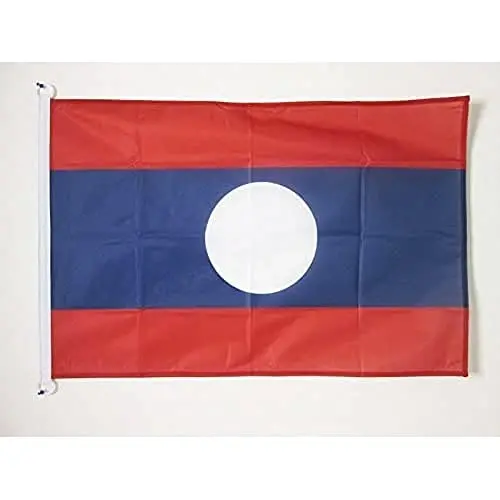 Laos NAUTICAL Flag 18'' x 12'' - Laotian flags 30 x 45 cm. - Banner 12x18 in for boat - AZ FLAG 