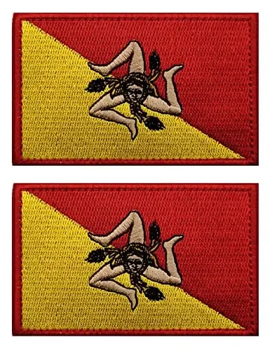 AliPlus 2PCS Sicilia Flag Patches Embroidered Morale Patch Hook and Loop | Sicilia,Tactical Military Patch,Versatile Tactical AttacModazoneent,Applique Fastener,3.5