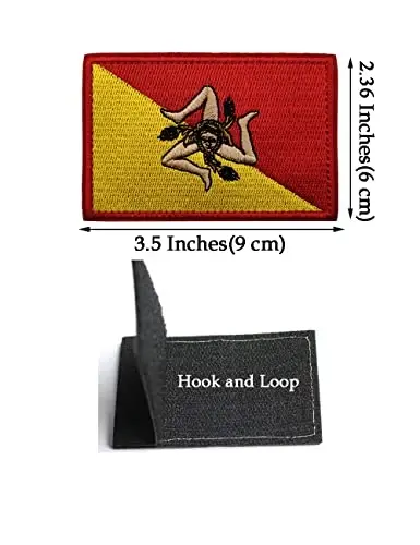 AliPlus 2PCS Sicilia Flag Patches Embroidered Morale Patch Hook and Loop | Sicilia,Tactical Military Patch,Versatile Tactical AttacModazoneent,Applique Fastener,3.5