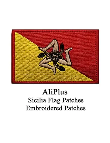 AliPlus 2PCS Sicilia Flag Patches Embroidered Morale Patch Hook and Loop | Sicilia,Tactical Military Patch,Versatile Tactical AttacModazoneent,Applique Fastener,3.5