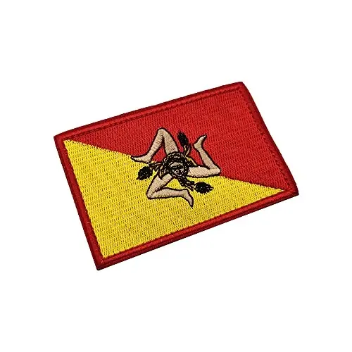 AliPlus 2PCS Sicilia Flag Patches Embroidered Morale Patch Hook and Loop | Sicilia,Tactical Military Patch,Versatile Tactical AttacModazoneent,Applique Fastener,3.5