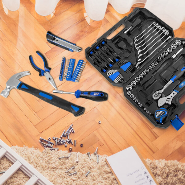 148-Piece Hand Tool Set, PROSTORMER Mixed Socket Wrench Household/Auto Repair Tool Kit with Toolbox Storage Case for Mechanical Repair, DIY, Home Maintenance - PROSTORMER (1)