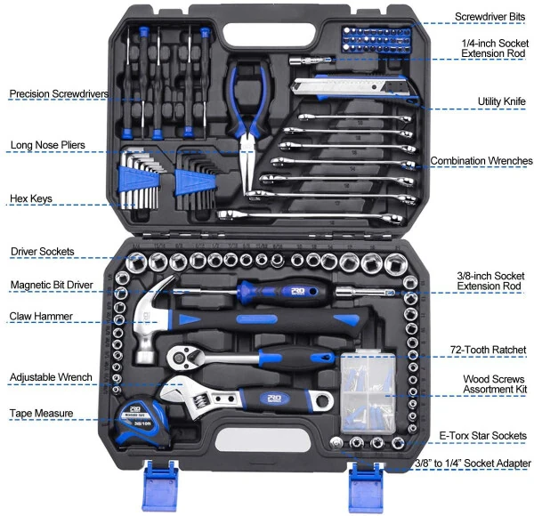 148-Piece Hand Tool Set, PROSTORMER Mixed Socket Wrench Household/Auto Repair Tool Kit with Toolbox Storage Case for Mechanical Repair, DIY, Home Maintenance - 5