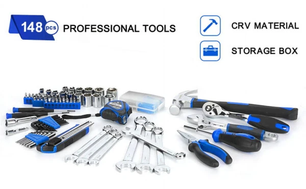 148-Piece Hand Tool Set, PROSTORMER Mixed Socket Wrench Household/Auto Repair Tool Kit with Toolbox Storage Case for Mechanical Repair, DIY, Home Maintenance - 6