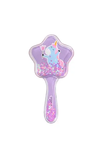 İçi Pırıltılı Kız Çocuk Unicorn Saç Fırçası - Mor - 2