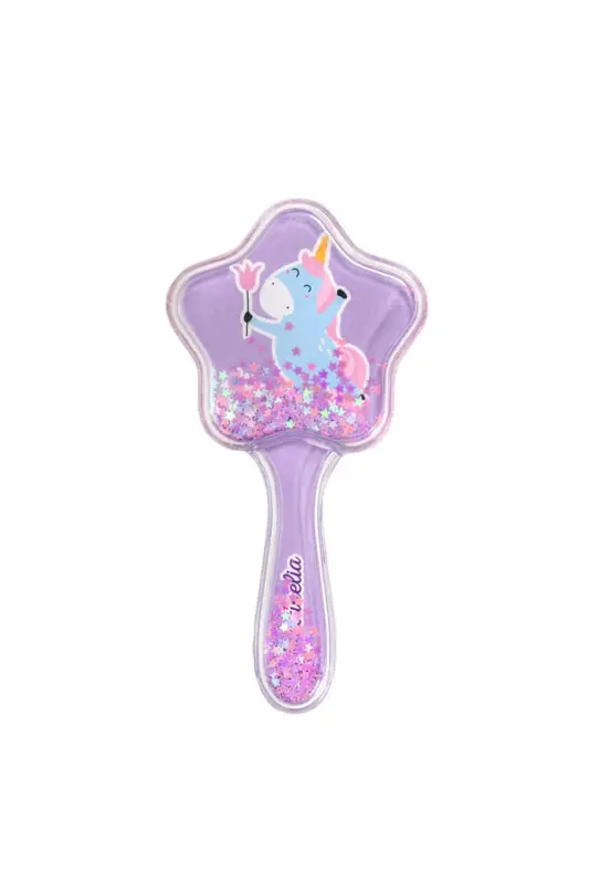 İçi Pırıltılı Kız Çocuk Unicorn Saç Fırçası - Mor - 2