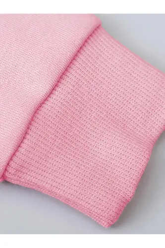 Kız Çocuk Pembe Panda Kelebek Baskılı Kapşonlu Fermuarlı Hırka - Pembe1- - 3