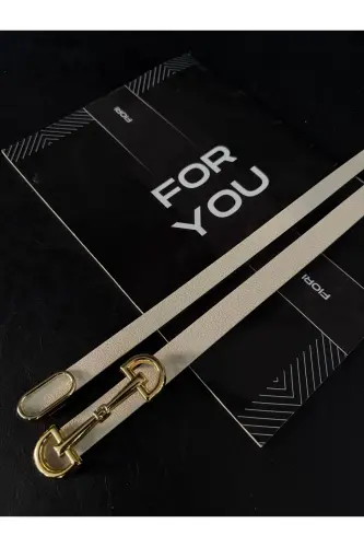 2’li Ithal Oval Gold Tokalı Ince Kemer, Pantolon Kemeri, Gömlek Kemeri, Ceket Kemeri - Bej2li 