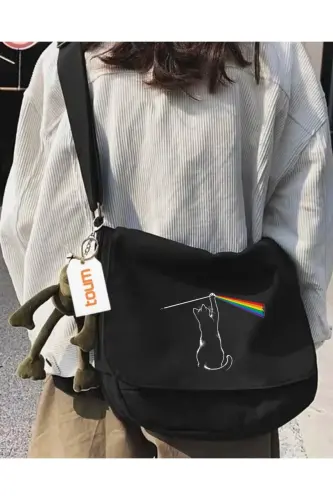 Cute Design Baskılı Unisex Yeşil Postacı Çantası - CA5 