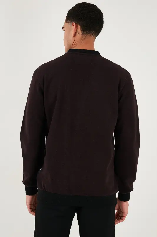 Pamuklu Regular Fit Düğmeli V Yaka Hırka Erkek HIRKA 456205 - BORDO - 14