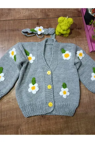 EL ÖRGÜSÜ ÇOCUK HIRKA - Gri - EL ÖRGÜSÜ CİCİ BEBE (1)