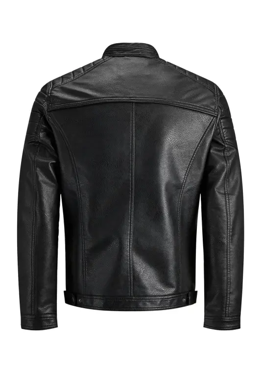 J&J Trend Rüzgar Geçirmez Pu Deri Biker Mont Siyah - Rocky Siyah - 2