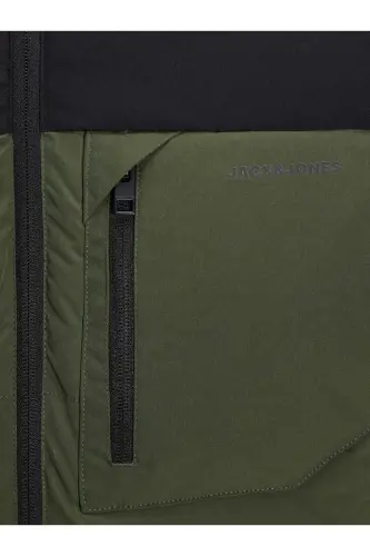 Jack&Jones Minimalist Oversize Kapüşonlu Erkek Kışlık Mont - Koyu Yeşil - 2