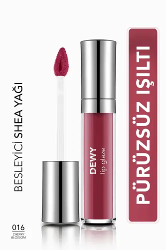 Dewy Lip Glaze Nemlendirici Etkili Yarı Transparan Dudak Parlatıcısı - 016 CHERRY BLOSSOM - BORDO 
