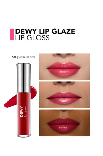 Dewy Lip Glaze Nemlendirici Etkili Yarı Transparan Dudak Parlatıcısı - 009 VIBRANT RED - KIRMIZI - 2