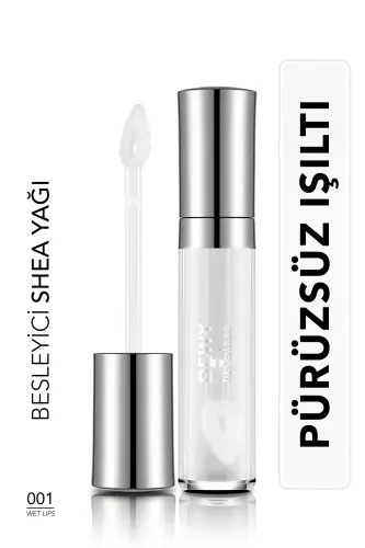 Dewy Lip Glaze Nemlendirici Etkili Yarı Transparan Dudak Parlatıcısı - 001 WET LIPS - TRANSPARAN 