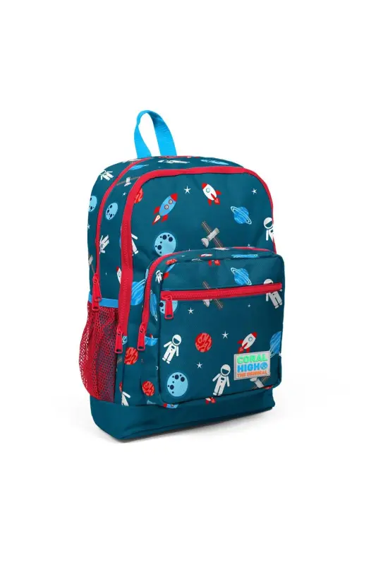Kids Civit Kırmızı Uzay Desenli 3’lü Okul Çanta Seti SET0123116 - Çivit Mavisi - 1