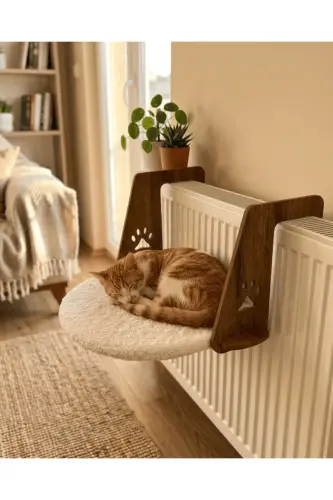 Kalorifer Petek Radyatör Yatağı Kedi Peluş Kalorifer Yatağı (Kolay Montaj Geçmeli Sistem) - BEYAZ - 4