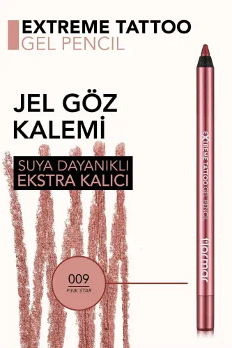 Işıltılı Kalıcı Göz Kalemi (PEMBE) - Extreme Tattoo Gel Pencil - 009 Pink Star - 8682536041164 - 009 PINK STAR - 5
