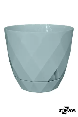 4,8 Litre 22cm Baklava Desenli Delikli Tabaklı Dekoratif Plastik Saksı Yakamoz No4 - Yeşil - 3