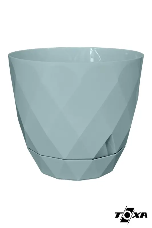 4,8 Litre 22cm Baklava Desenli Delikli Tabaklı Dekoratif Plastik Saksı Yakamoz No4 - Yeşil - 3